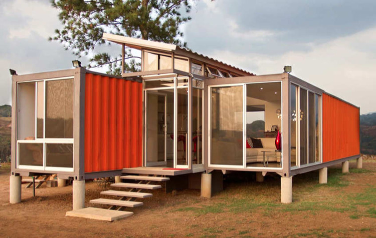 Two containers designed to be a house