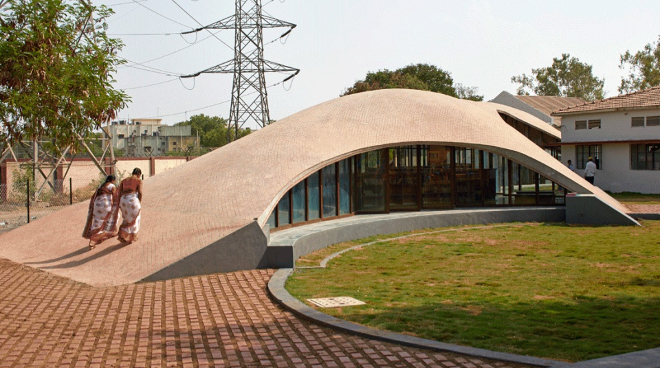 Library with a curved roof