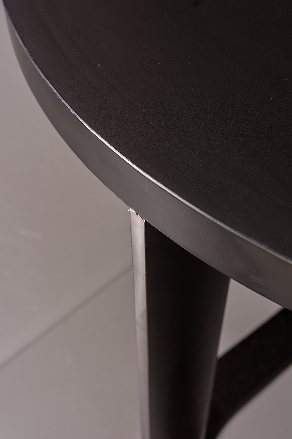 close up of a black circular table