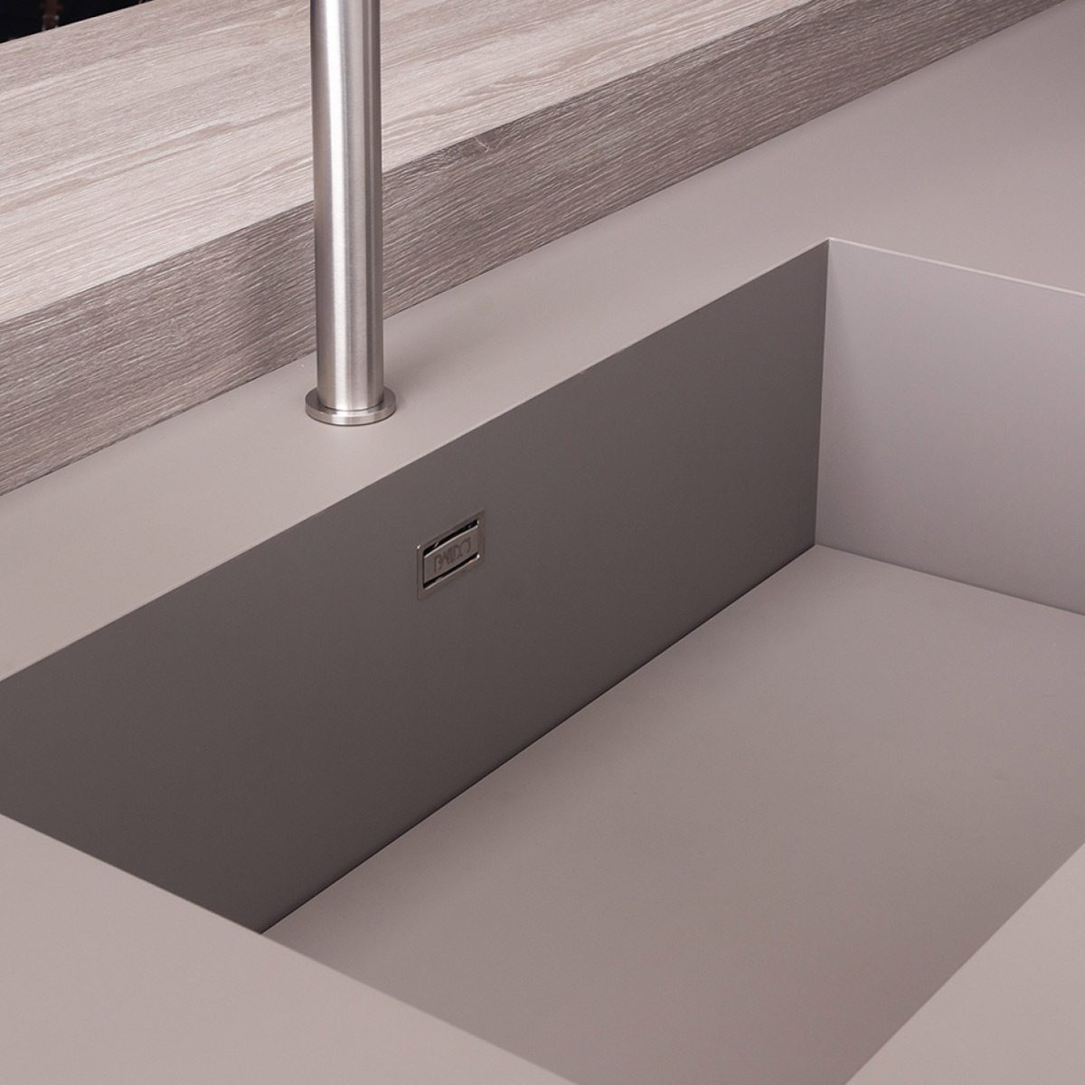 Seamless beige kitchen sink